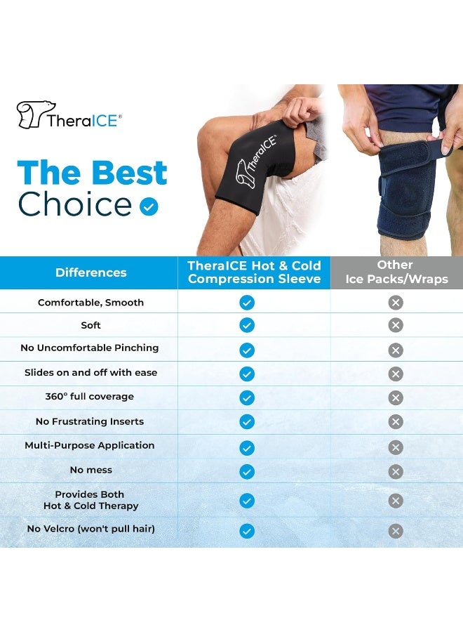 TheraICE Elbow & Knee Ice Pack Sleeve, Reusable Gel Cold Pack for Knee, Elbow, Ankle, Calf - Flexible Cold Wrap (XL) - Image 3